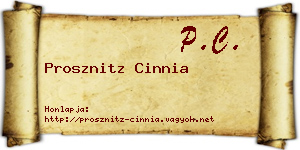 Prosznitz Cinnia névjegykártya